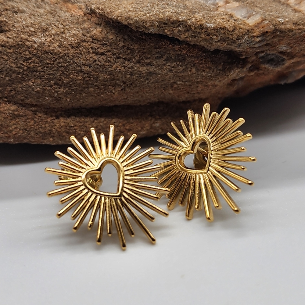 FP Jewelry Mikal Winn 14k Gold plated Frida Khalo Heart Sun Hypoallergenic